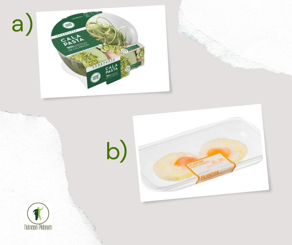 Espaguetis de calabacín con huevos a la plancha precocinados